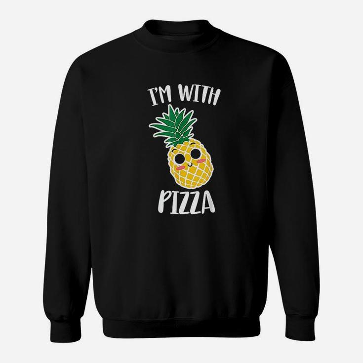 I Am With Pizza Funny Halloween Pineapple Pizza Couple Sweat Shirt