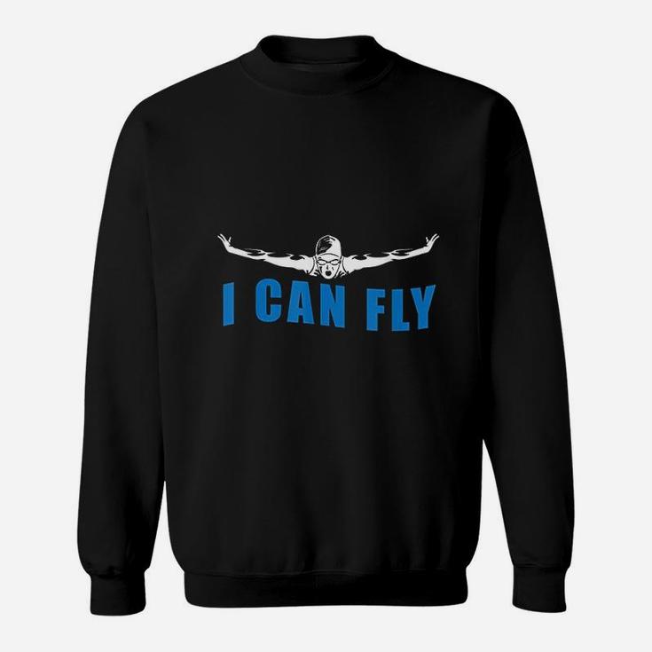 I Can Fly Butterfly Swimmer Cool Funny Swimming Sweatshirt