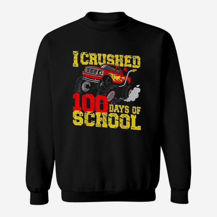 I Crushed 100 Days Of School Monster Truck Teacher Kids Boys Sweat Shirt