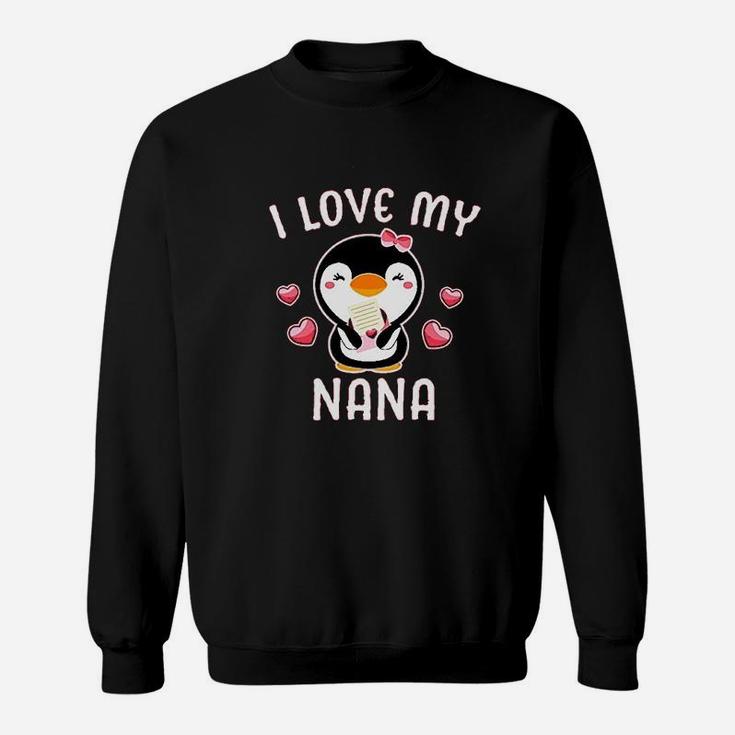 I Love My Nana With Cute Penguin And Hearts Sweatshirt