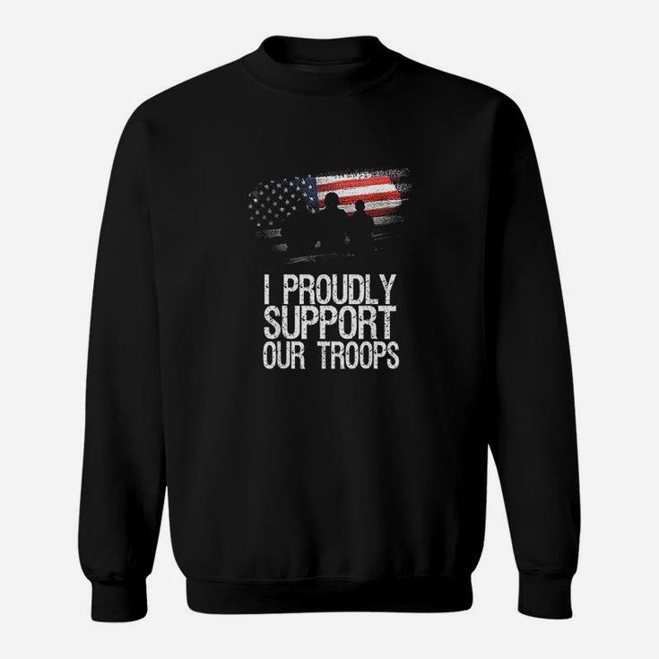 I Proudly Support Our Troops Veteran's Day Vintage Usa Flag Sweat Shirt