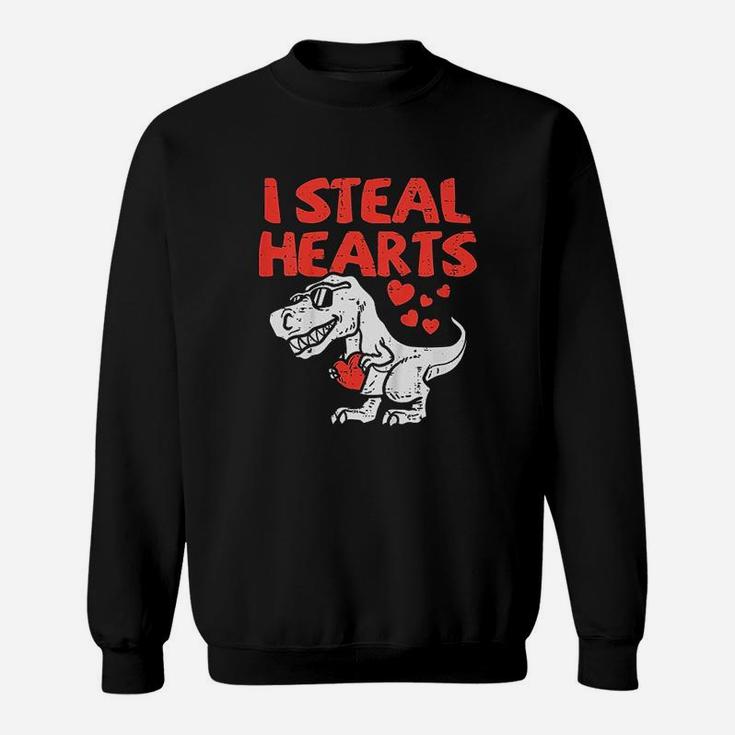 I Steal Hearts Trex Dino Cute Baby Boy Valentines Day Gift Sweat Shirt