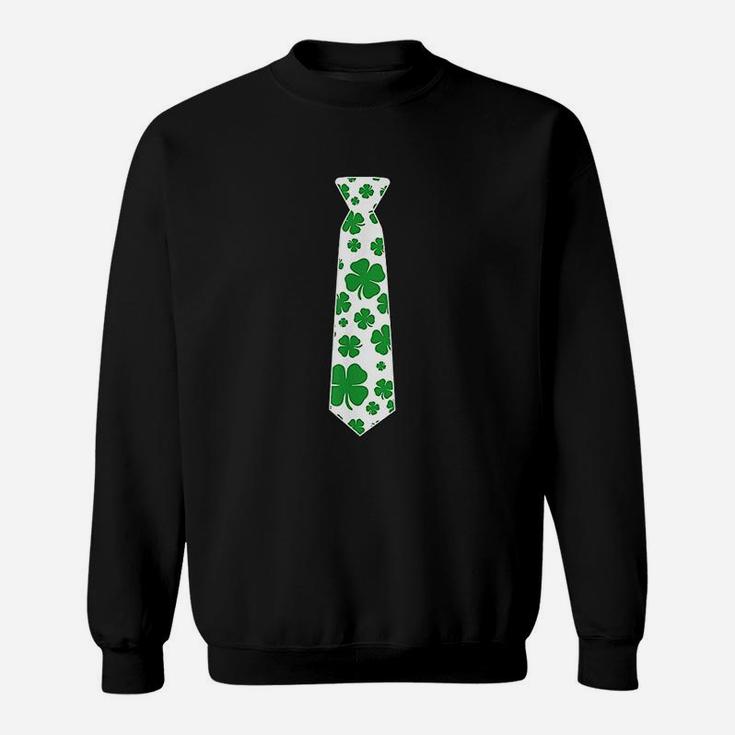 Irish Shamrock Clover Tie Kids St Patricks Day Sweatshirt