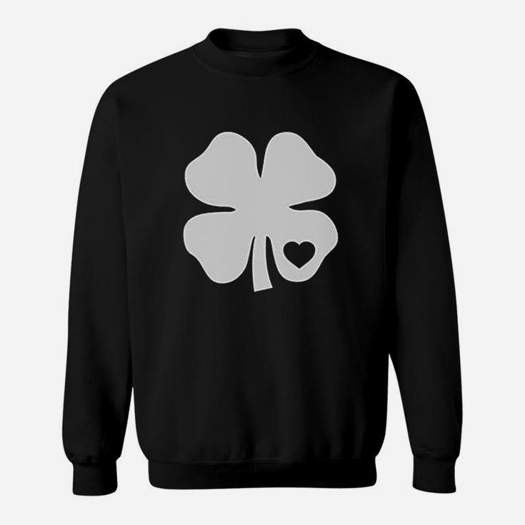 Irish Shamrock White Clover Heart St Patricks Day Sweatshirt