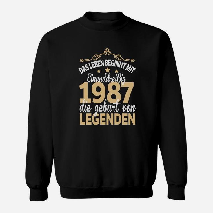 Jahrgang 1987 Legenden Sweatshirt, Retro Geburtstags-Sweatshirt für Männer