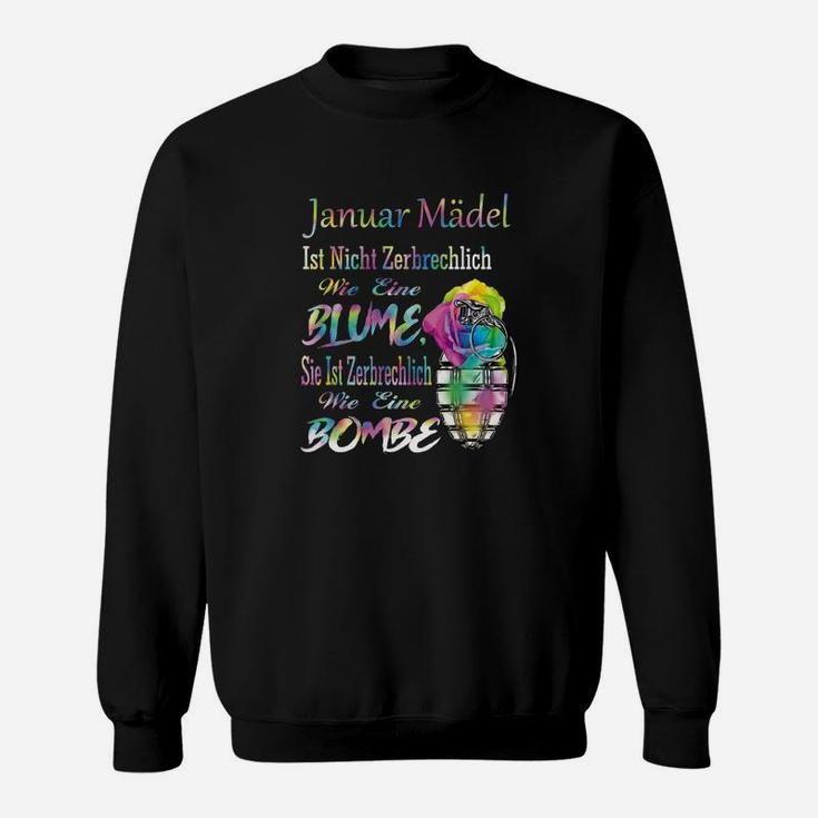 Januar Mädchen Sweatshirt Schwarz mit Blumen-Bombe Grafik