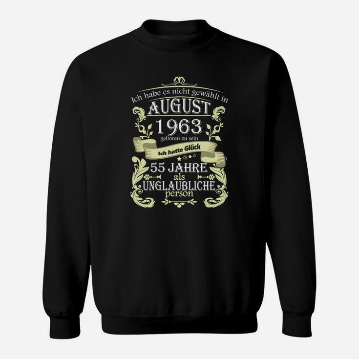 Jubiläums-Sweatshirt 55 Jahre Unglaubliche Person, August 1963 Geburtstag