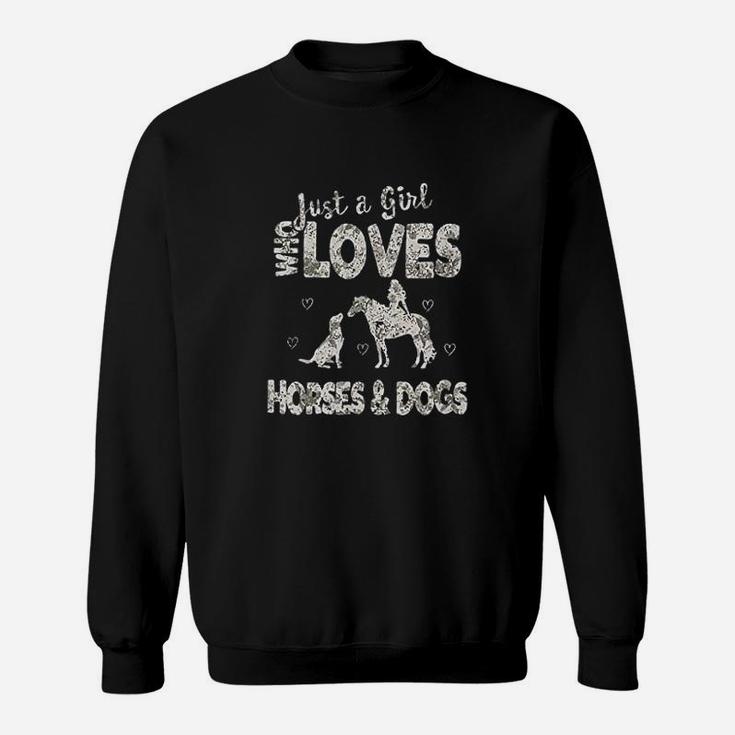 Just A Girl Who Loves Horses And Dogs Funny Horse Dog Sweat Shirt