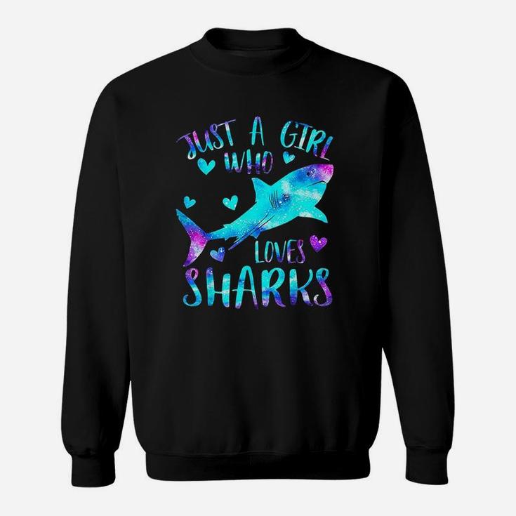 Just A Girl Who Loves Sharks Galaxy Shark Lover Girls Gifts Sweatshirt