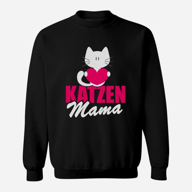 Katzen Mama Sweatshirt für Damen mit Herz & Kätzchen Motiv