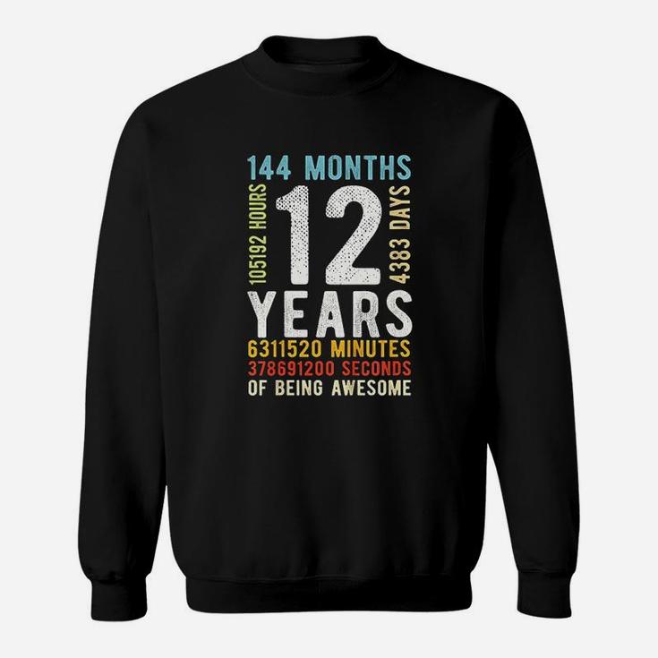 Kids 12th Birthday 12 Years Old Vintage Retro 144 Months  Sweat Shirt