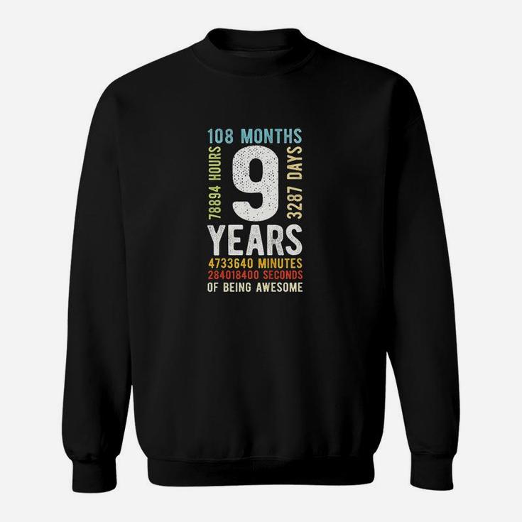 Kids 9th Birthday 9 Years Old Vintage Retro 108 Months  Sweat Shirt