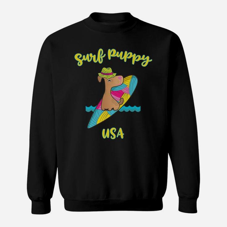 Kids Funny Surf Puppy For Kids Who Love Dogs Sweat Shirt
