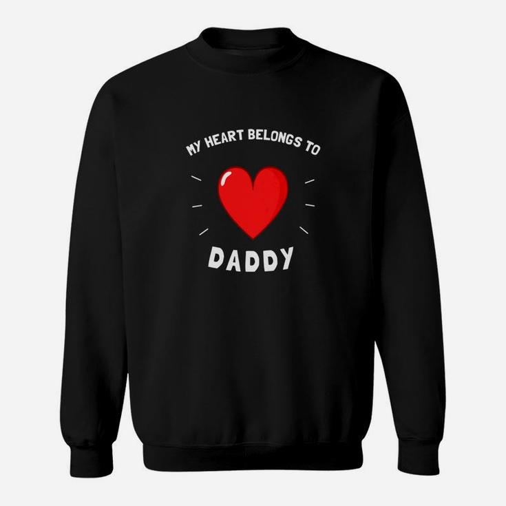 Kids Girls Valentines Day My Heart Belongs To Daddy Sweat Shirt