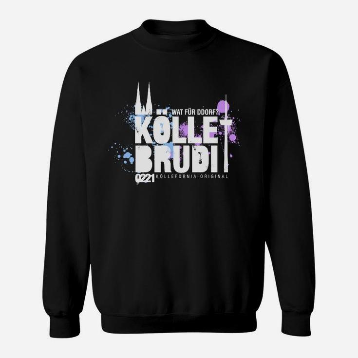 Kölle Brudi Sweatshirt: Stadtsilhouette & Spruch-Design, Schwarzes Tee