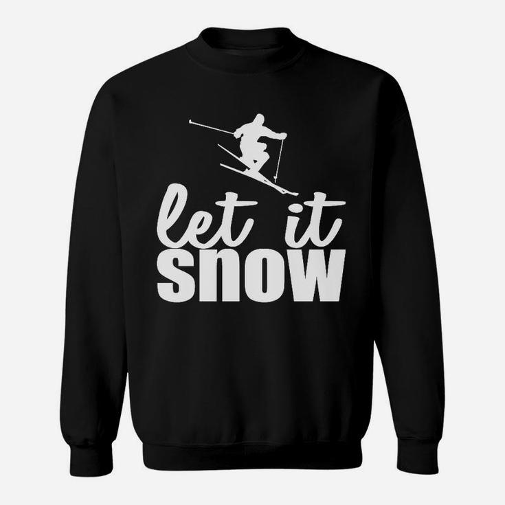 Let It Snow Sweatshirt für Herren und Damen, Skifahrer Motiv, Ideal für Wintersport