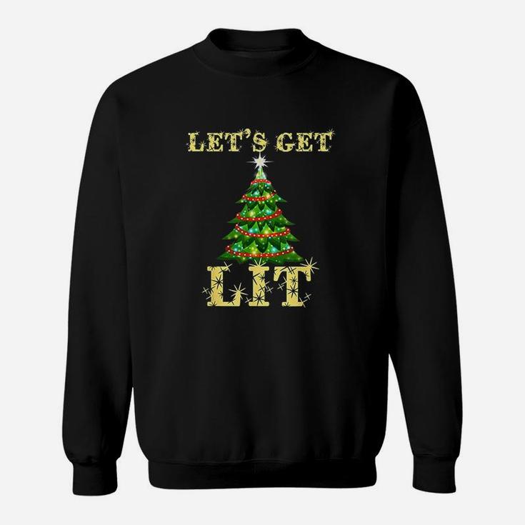 Let's Get Lit Drinking Funny Christmas Sweat Shirt
