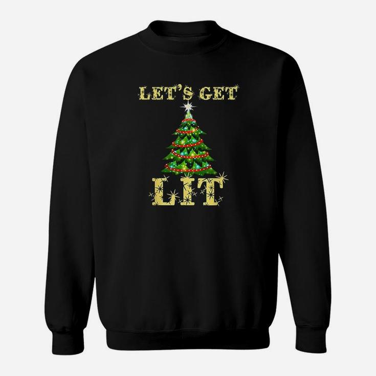 Lets Get Lit Drinking Funny Christmas Sweat Shirt