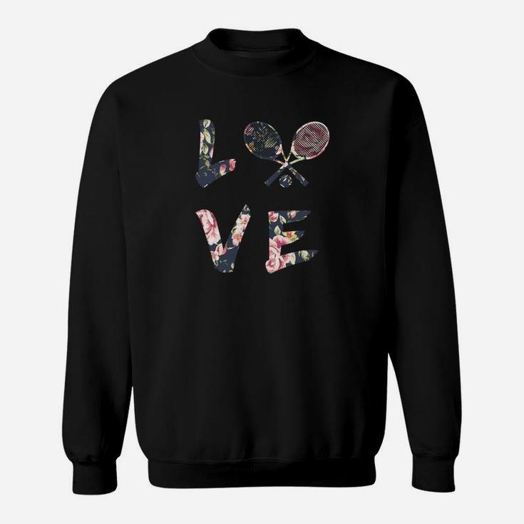 Liebe zum Tennis Blumenmuster Grafik-Sweatshirt, Sportmode für Damen