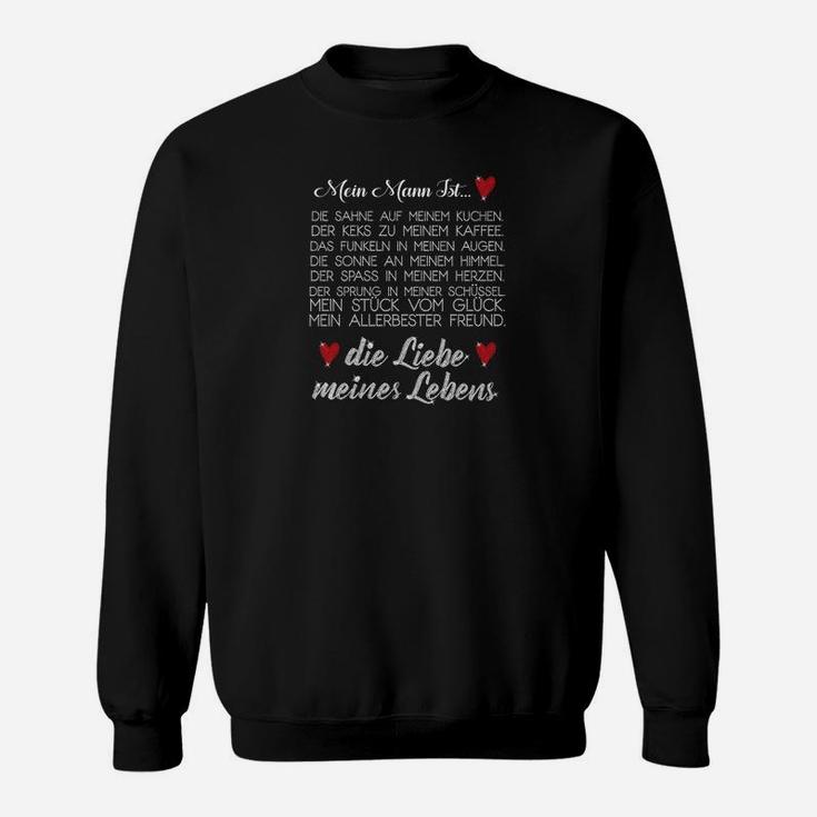 Liebeserklärung Schwarzes Sweatshirt mit Herzdesign für Lebenspartner