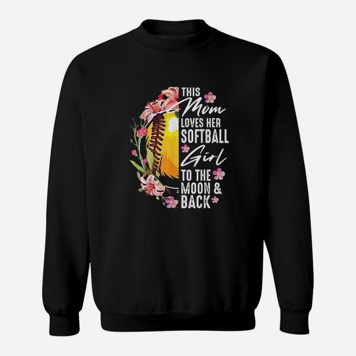 Love Softball Mom Flowers Sweat Shirt