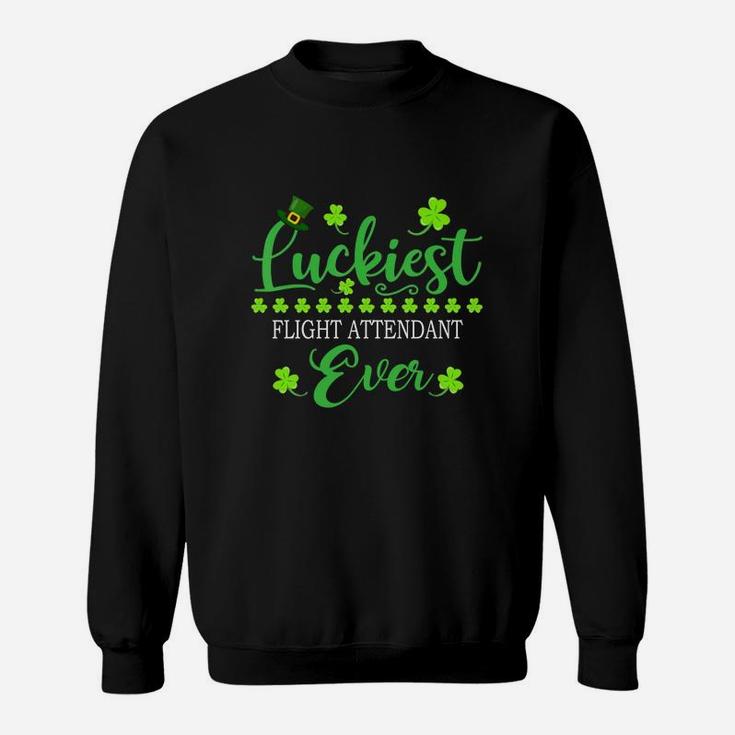 Luckiest Flight Attendant Ever St Patrick Quotes Shamrock Funny Job Title Sweat Shirt