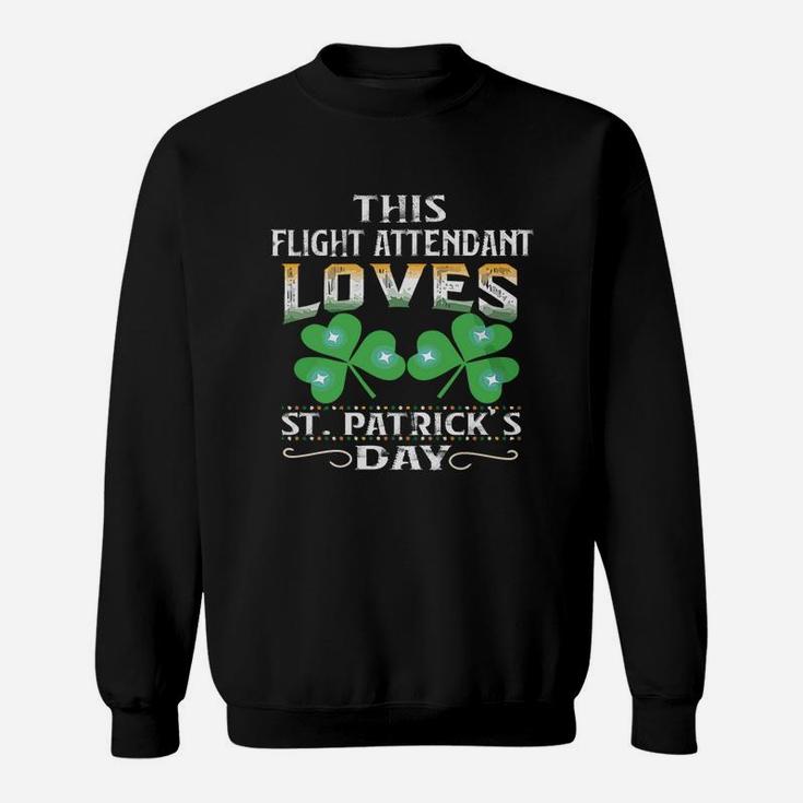 Lucky Shamrock This Flight Attendant Loves St Patricks Day Funny Job Title Sweat Shirt