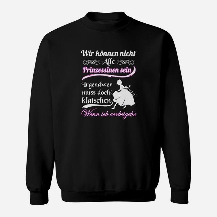 Lustiges Damen Sweatshirt Nicht Alle Prinzessinnen mit Katzenmotiv, Schwarzes Kurzarm