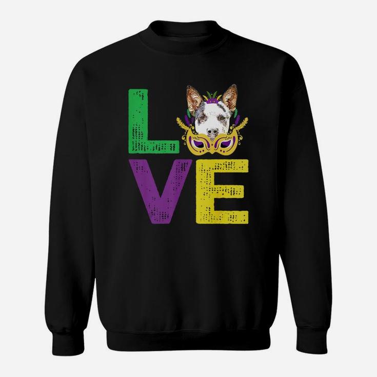 Mardi Gras Fat Tuesday Costume Love Australian Cattle Dog Funny Gift For Dog Lovers Sweat Shirt