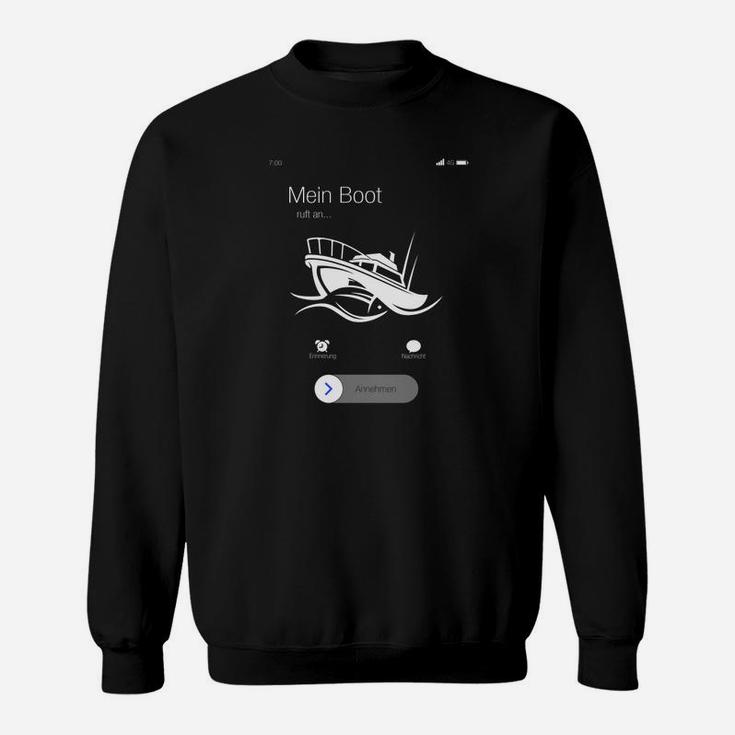 Maritimes Herren Sweatshirt Mein Boot Design, Nautisches Schwarztee