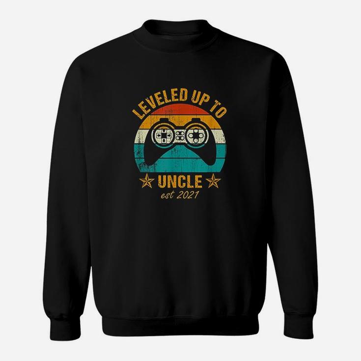 Men Leveled Up To Uncle 2021 Promoted To Uncle Vintage Gamer Sweat Shirt