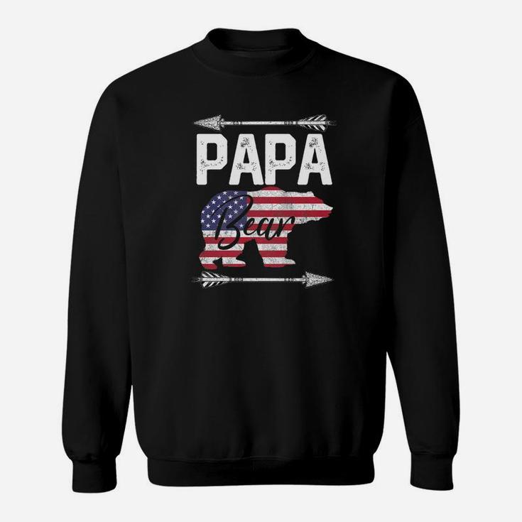 Mens Fathers Day Gift Papa Bear Dad Grandpa Usa Flag July 4th Premium Sweat Shirt