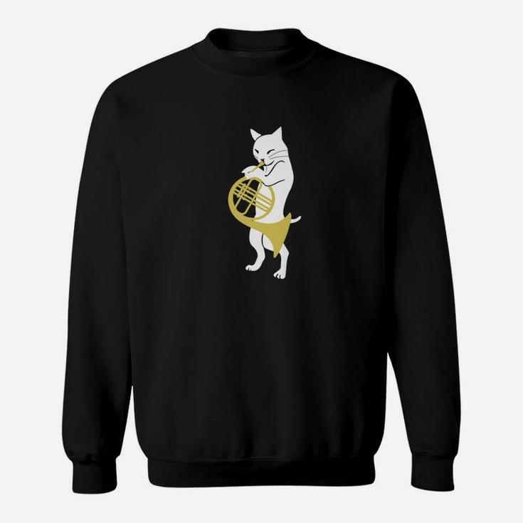 Mens French Horn For Men With Cat French Horn Player Sweat Shirt