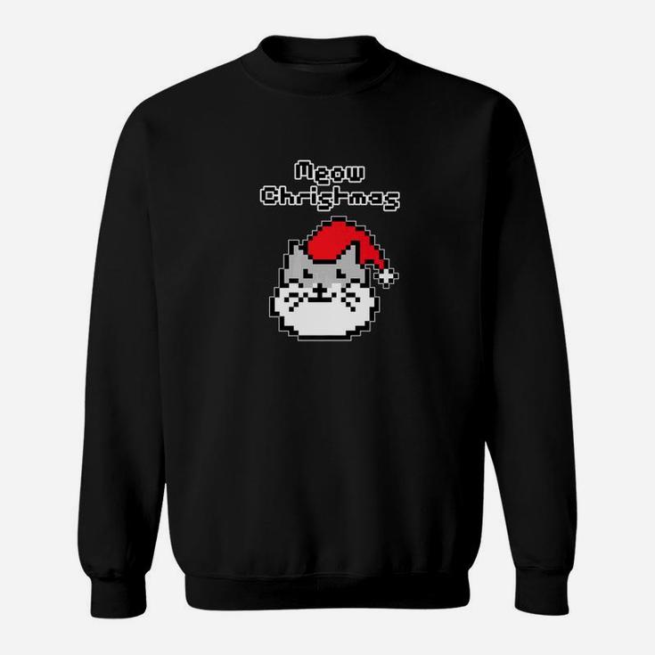 Meow Merry Christmas Cat Santa Beard Gift Idea Sweat Shirt