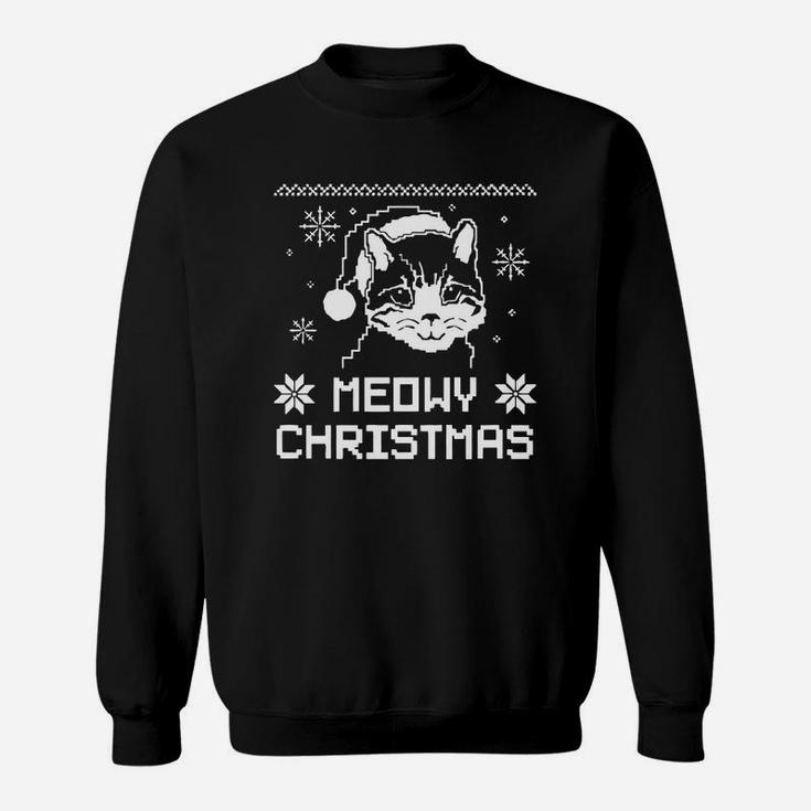 Meowy Christmas Tshirt Funny Cat Christmas Shirts Funny Meowy Ugly Christmas Sweatshirts Sweat Shirt
