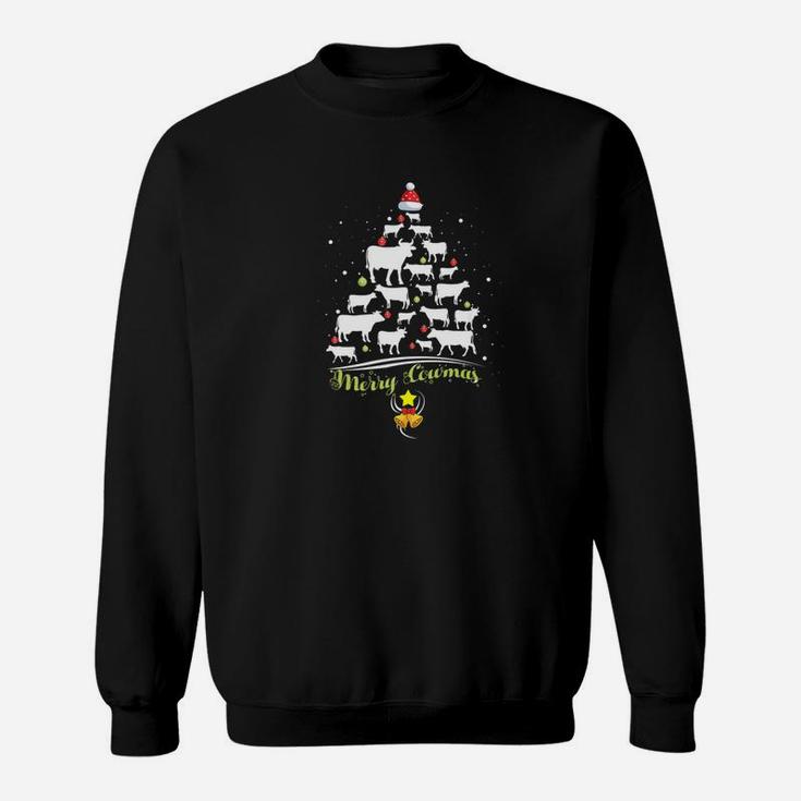 Merry Cowmas Funny Cow Lover Christmas Tree Xmas Gift Sweat Shirt