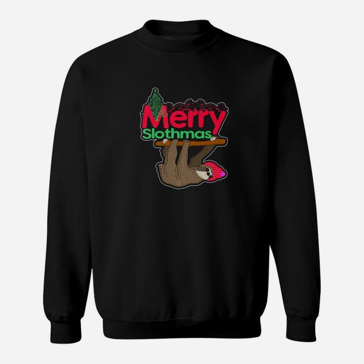 Merry Slothmas Sloth Christmas Tree Pajama Santa Xmas Sweat Shirt