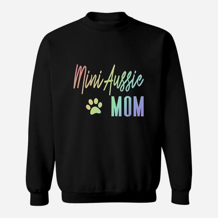 Mini Aussie Mom Rainbow Paw Print Australian Shepherd Dog Sweat Shirt