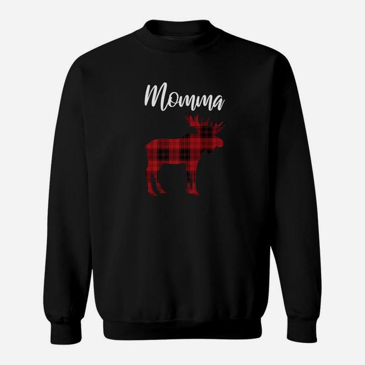 Momma Plaid Moose Matching Family Christmas Pajamas Sweat Shirt