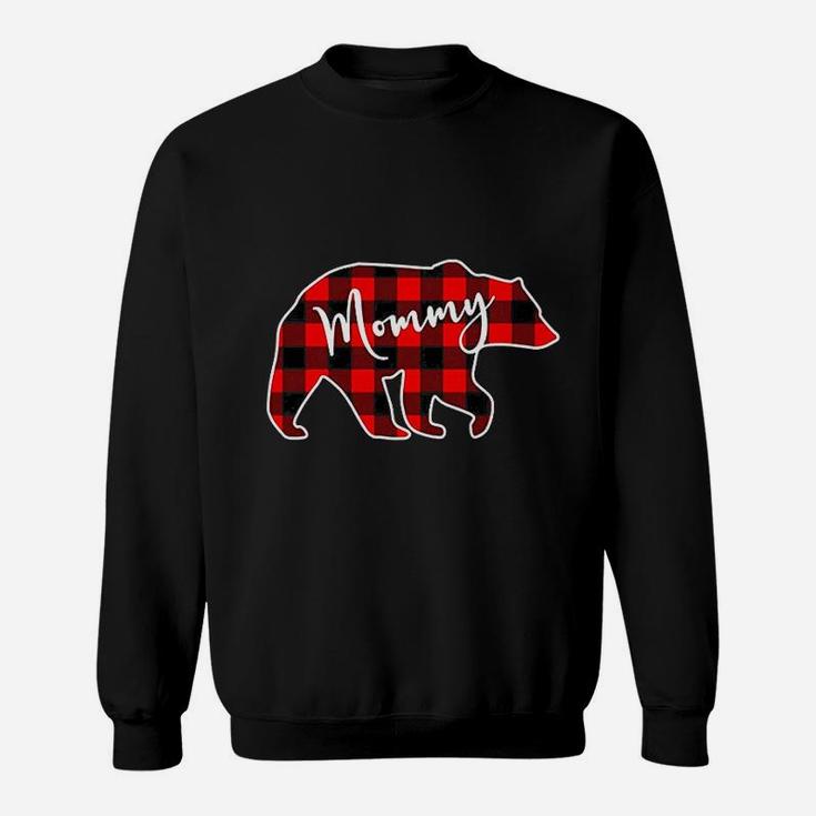Mommy Bear Red Plaid Matching Family Christmas Sweat Shirt