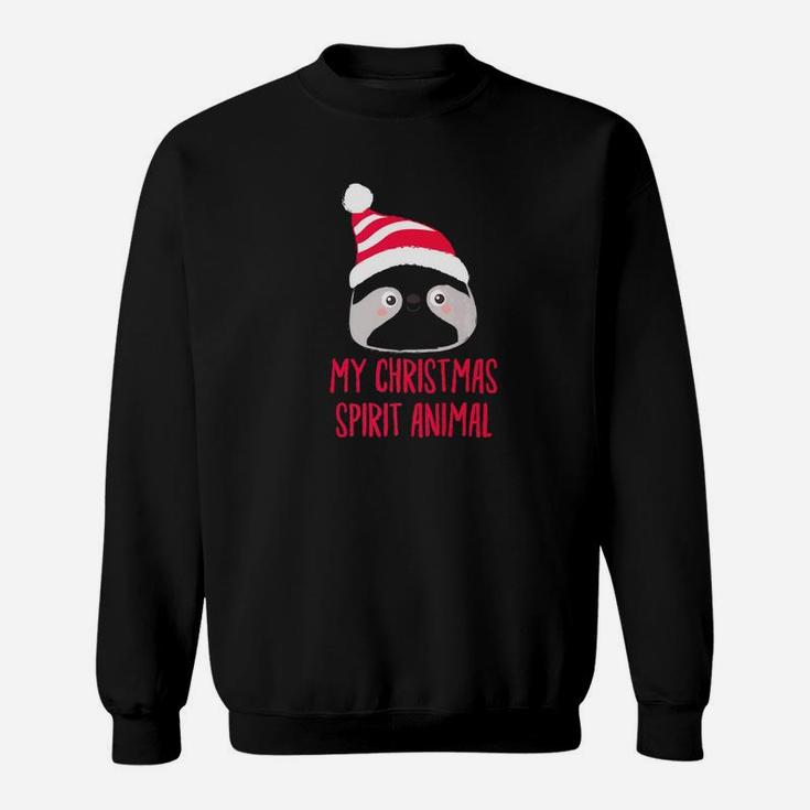 My Christmas Spirit Animal Sloth Hat Holiday Gift Sweat Shirt