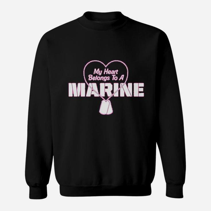 My Heart Belongs To A Marine Pink Sweat Shirt