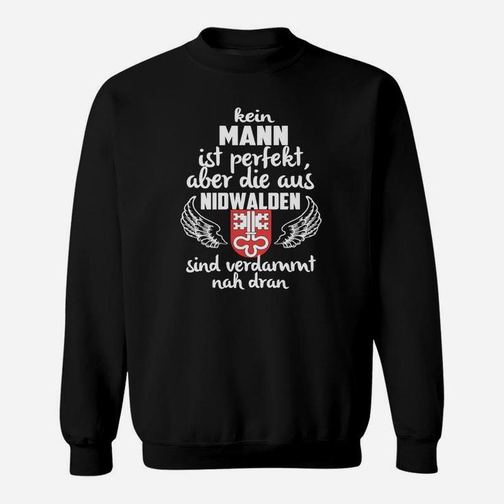 Niedwalden Männer Sweatshirt, Lustiger Spruch Kein Mann Perfekt