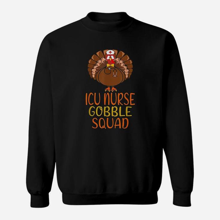 Nurse Gobble Squad Thanksgiving Scrub Tops Turkey Sweat Shirt