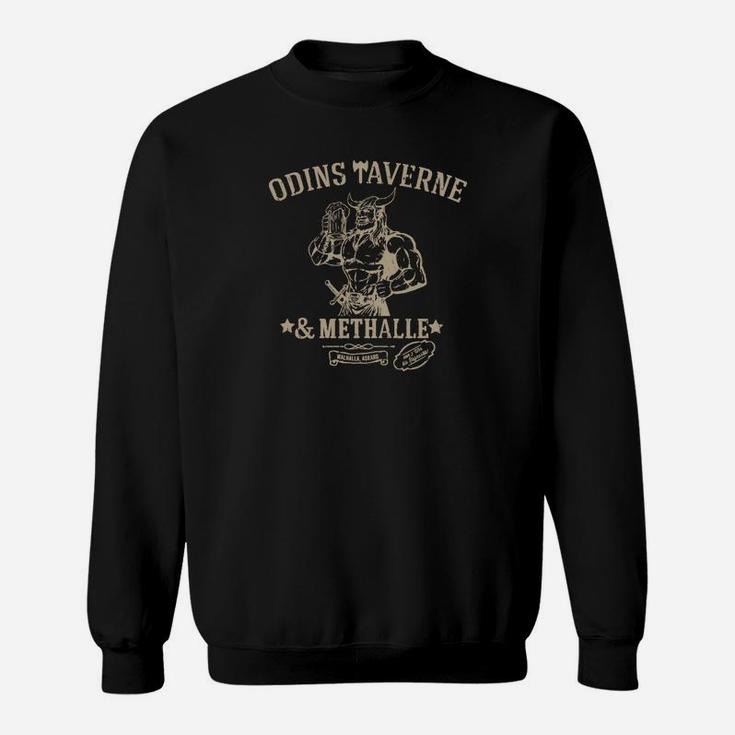 Odins Taverne Met Halle Sweatshirt, Schwarzes Wikinger-Motiv Tee