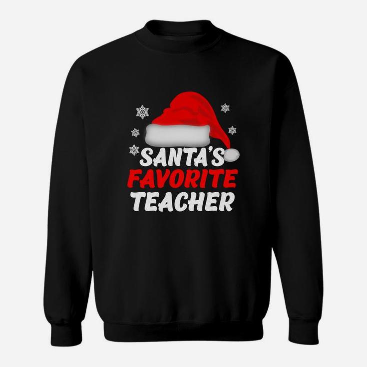 Official Santa’s Favorite Teacher Funny Christmas Women Gift Sweater Sweat Shirt