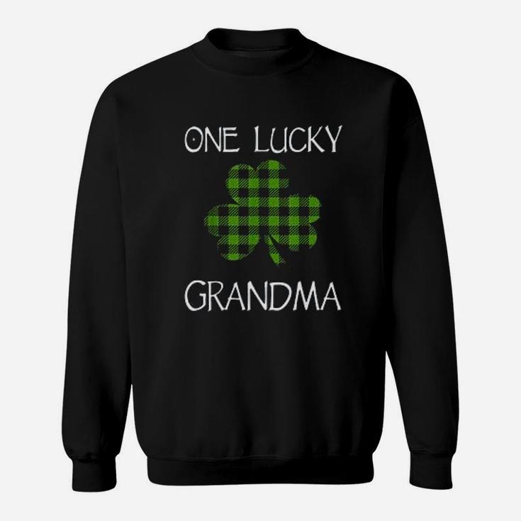 One Lucky Grandma St Patricks Day Shamrock Plaid Grandmother Sweat Shirt