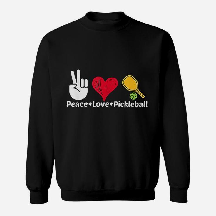 Paddleball Sports Mom Dad Retirement Peace Love Pickleball Sweat Shirt