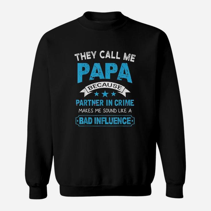Papa Partner In Crime Grandpa Gift From Grandchildren Sweat Shirt