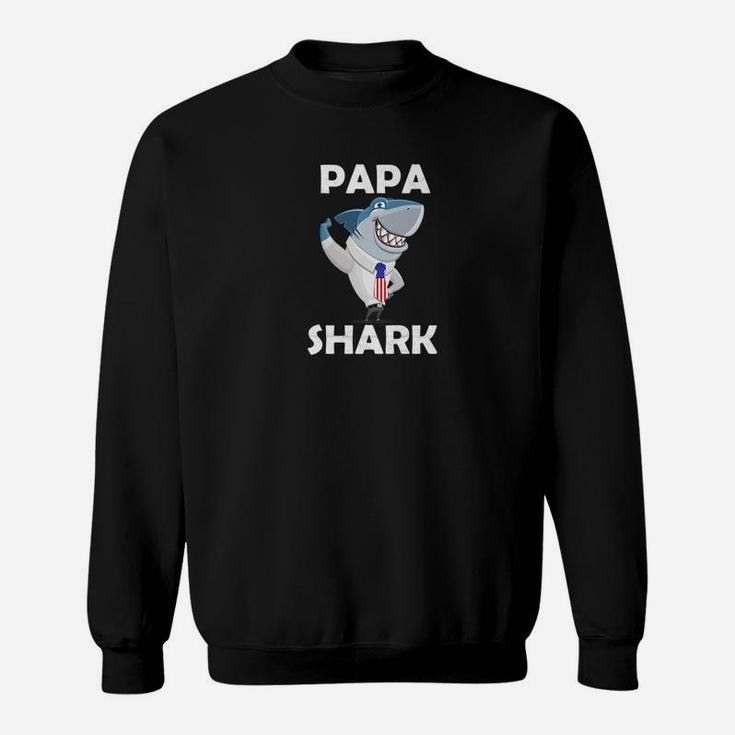 Papa Shark Premium Shirt American Flag Fathers Day Sweat Shirt